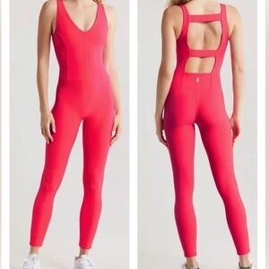FP Movement Free People Hot Pink High Energy One Piece Bodysuit Jumpsuit NWT